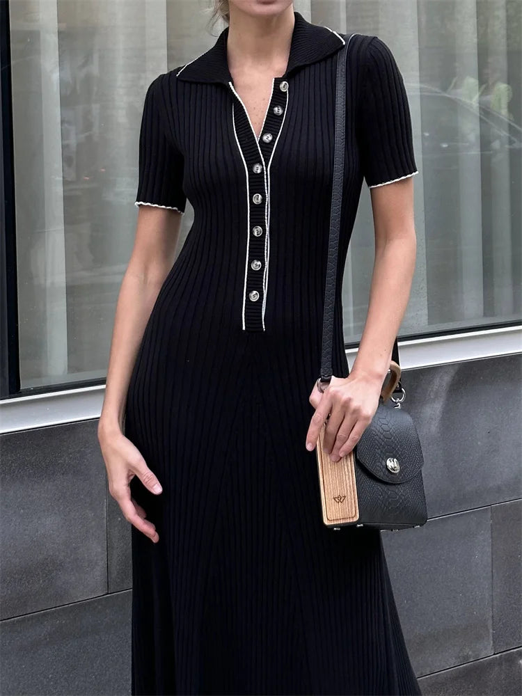 Casual Elegance™ Knit Button Dress