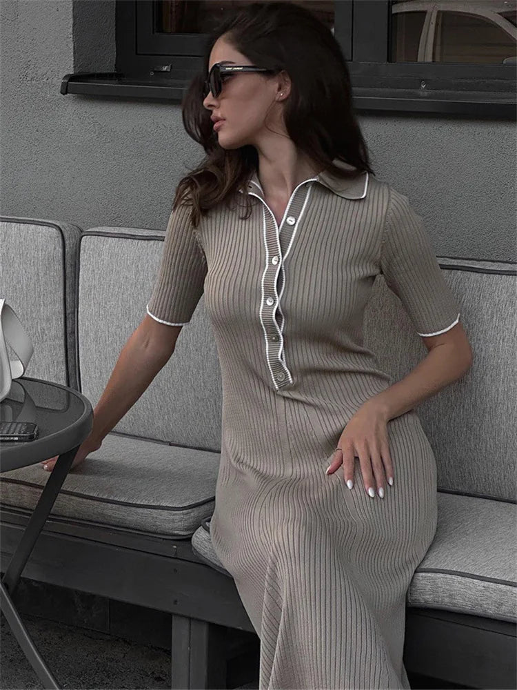 Casual Elegance™ Knit Button Dress