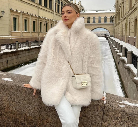 Frosted Luxe Faux Fur Coat