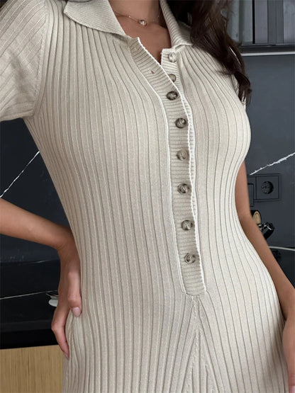 Casual Elegance™ Knit Button Dress